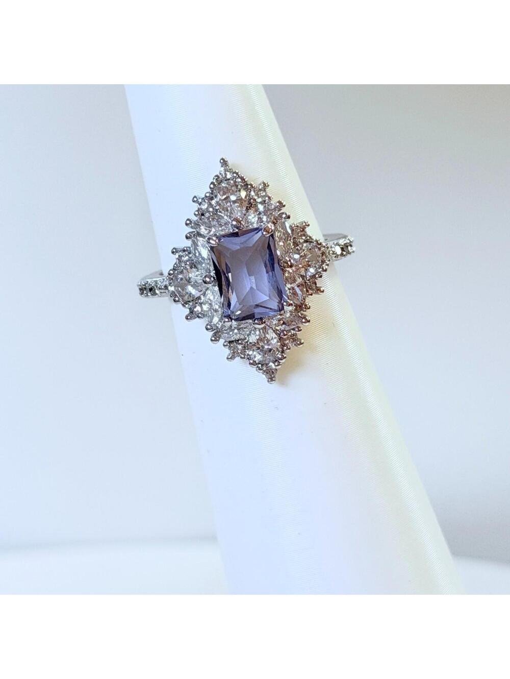 Bomb Party Ring Sz 6 RBP3009 Tanzanite on Rhodium RETRO